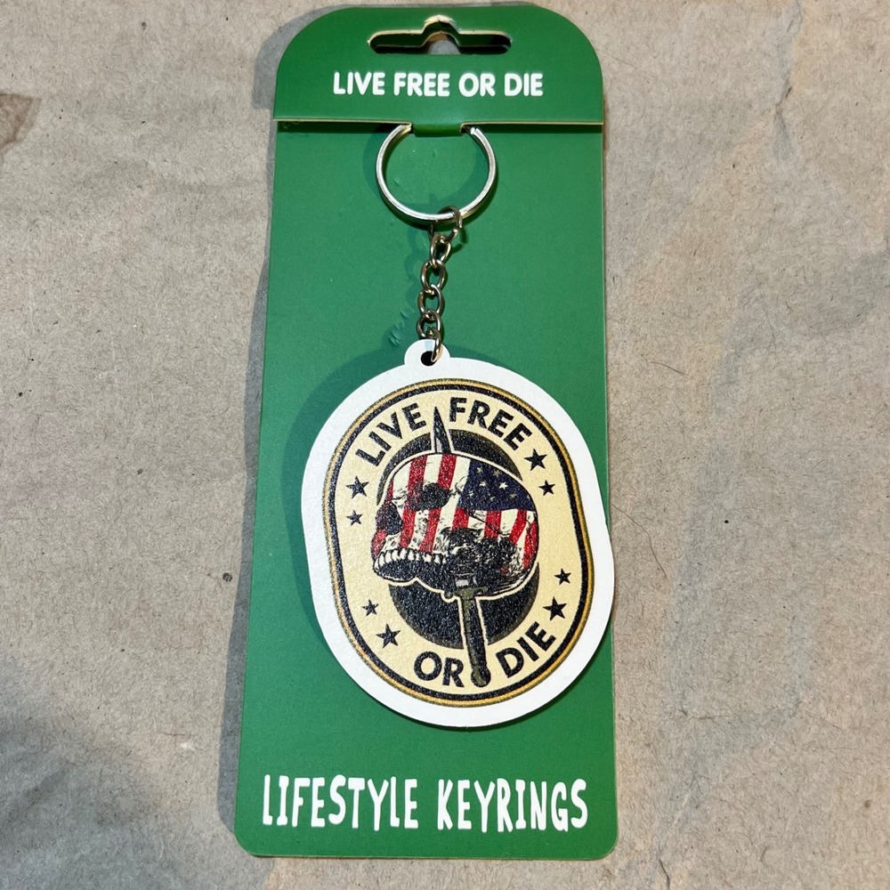 Strategic Retail Partners Live Free or Die Keychain Skull US Flag‎ Dagger NEW